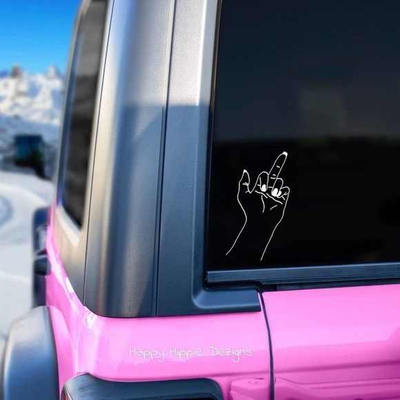 Middle Finger Vinyl Decal | Laptop Decal | Tumbler Decal | Fishing Decal - Picture 1 of 3